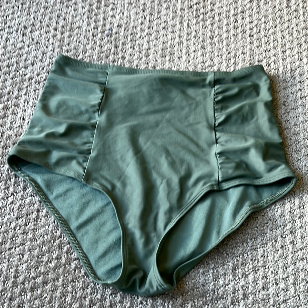 Aerie Green High-Waisted Swim Bottoms